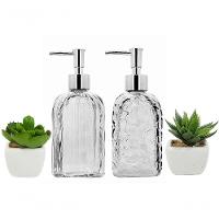 Kit Banheiro Porta Sabonete Líquido Vidro Clear E Mini Vaso Suculenta 4 Peças - 5