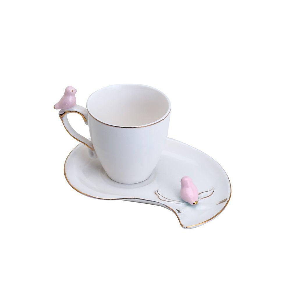 Conjunto 06 Xícaras De Café De Porcelana Cute Birds Design Plate 90 Ml Wolff - 4
