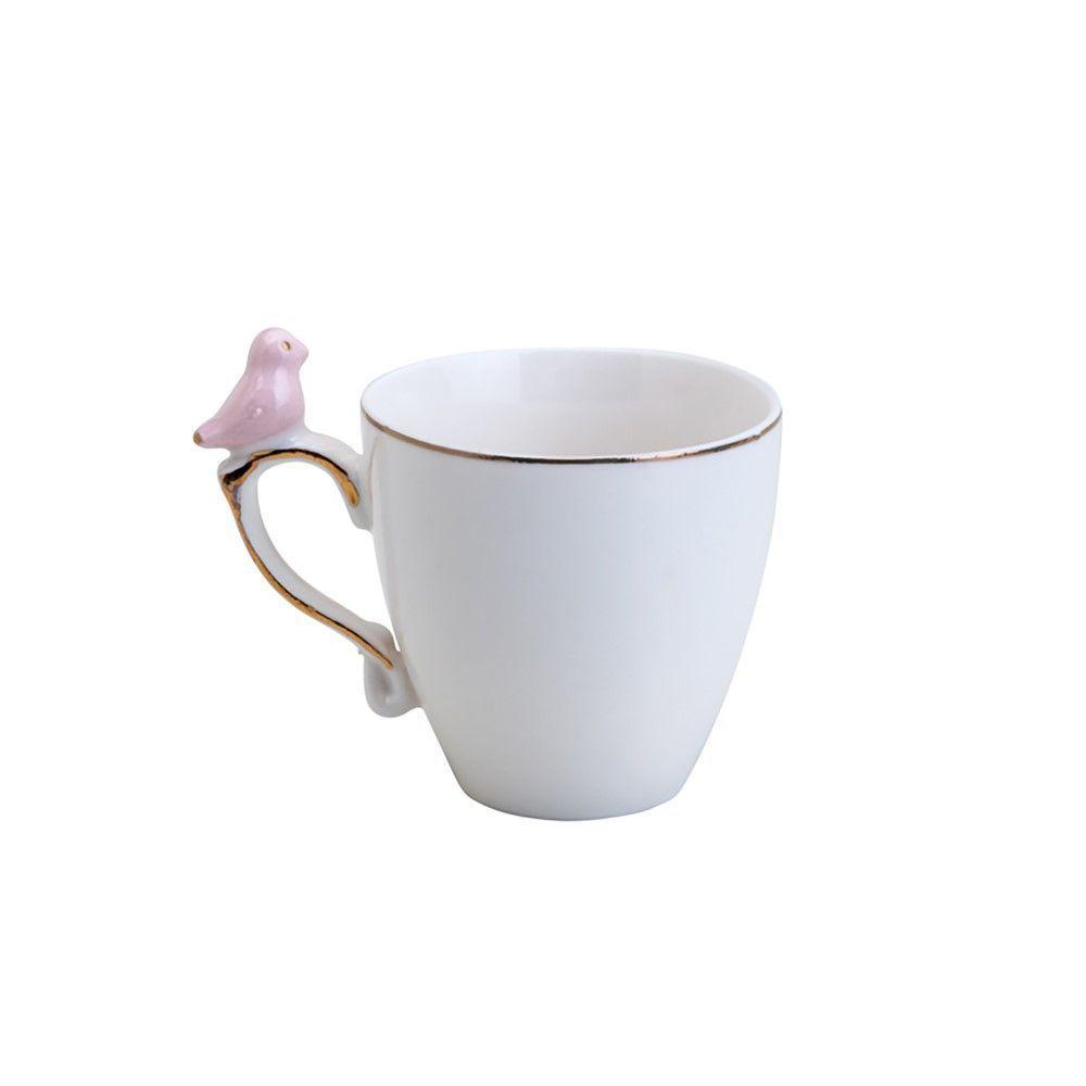 Conjunto 06 Xícaras De Café De Porcelana Cute Birds Design Plate 90 Ml Wolff - 6