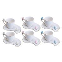 Conjunto 06 Xícaras De Café De Porcelana Cute Birds Design Plate 90 Ml Wolff - 1