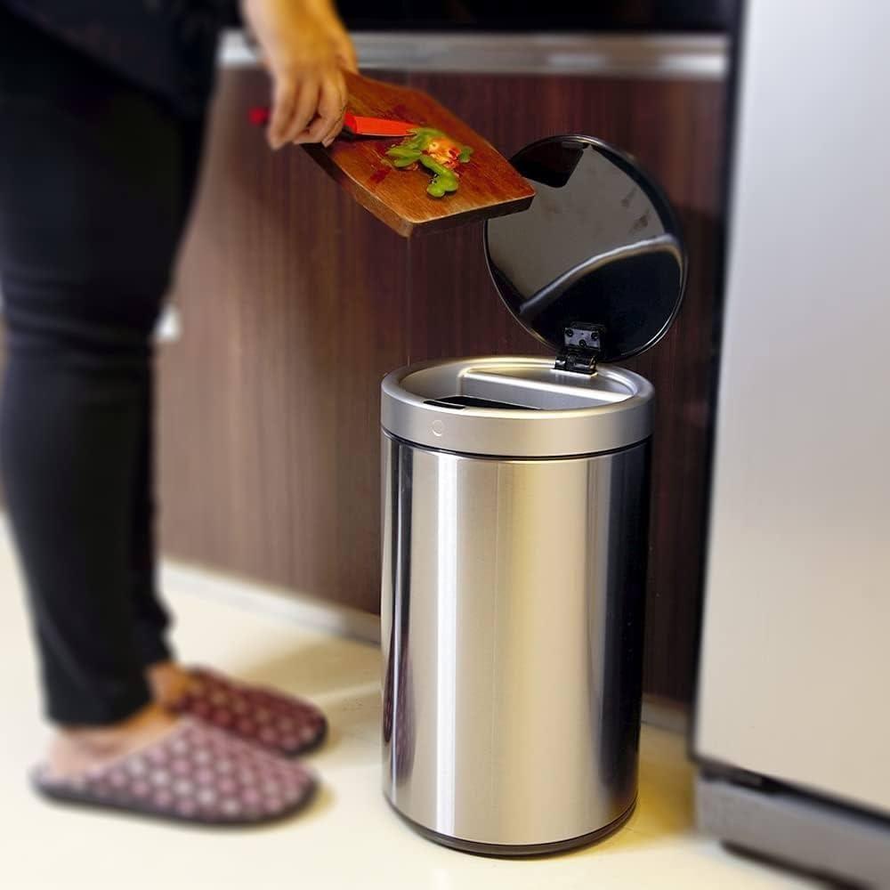 Lixeira Automatica Com Sensor 12 Litros Inox Polido Grande Cabo Usb Com Cesto Removivel Luxo - 3