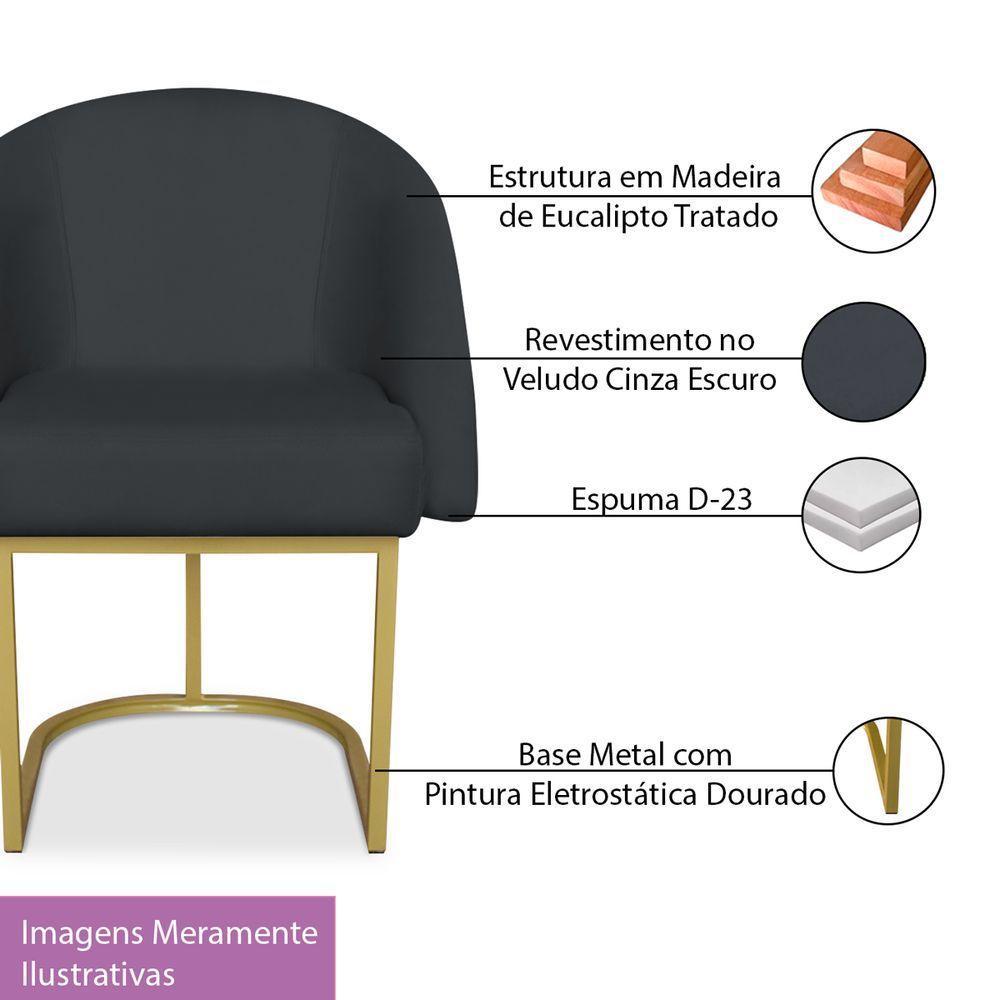 Cadeira Poltrona Lua Com Base Metálica - Bebeshop Cinza - 6