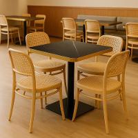 Conjunto Mesa De Jantar Quadrada Venezia 70x70cm Preta Com 4 Cadeiras Roma - Nude - 2