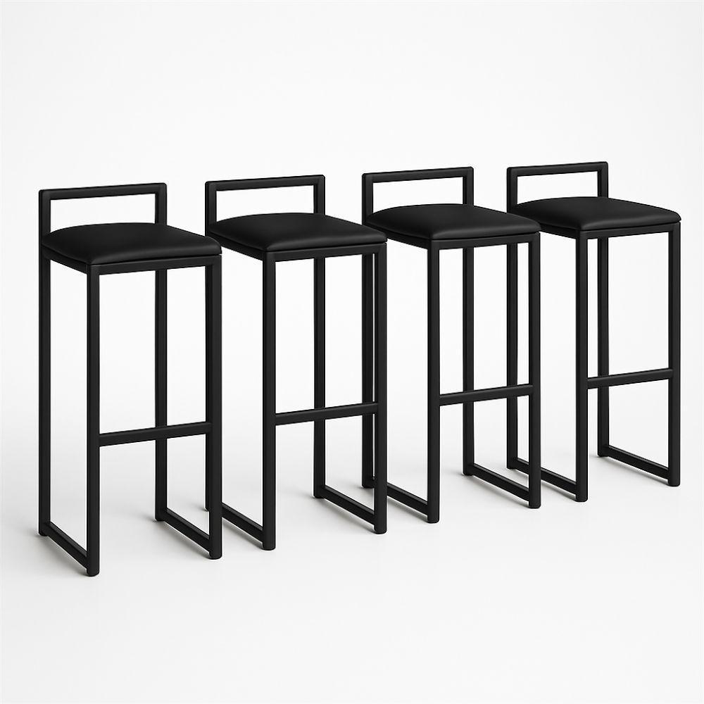 Kit 4 Banqueta Alta Ferro Cozinha Corino Bancada Gourmet Preto - 2