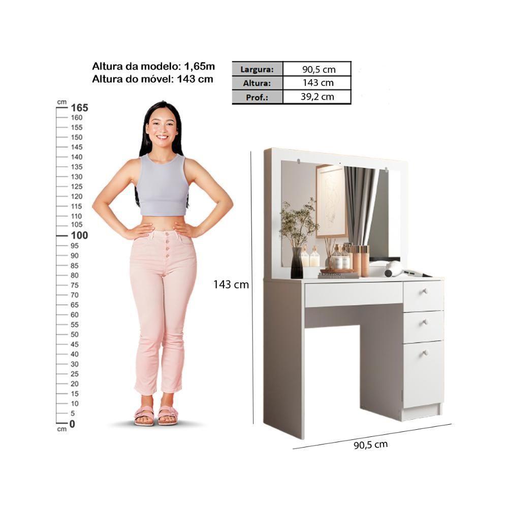 Penteadeira Ditália 4 Gavetas Pe-110 Cor:branco Branco - 4
