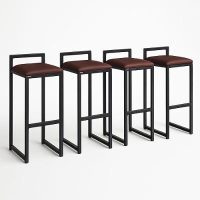 Kit 4 Banqueta Corino Balcão Industrial Cozinha Gourmet Bar Marrom