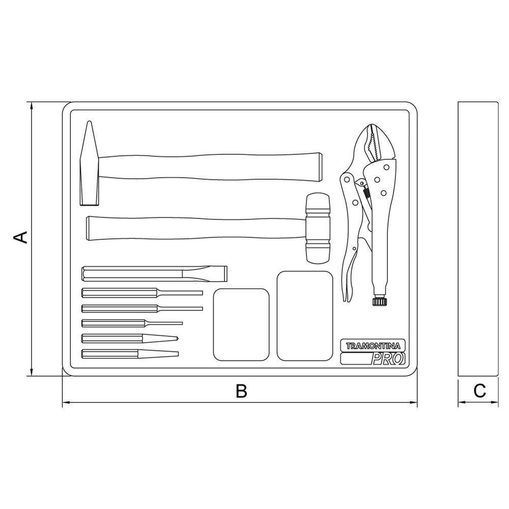 Módulo Com Ferramentas 9 Peças Tramontina Pro Orgnizador Ferramentas Para Gavetas E Armários Tramontina - 3