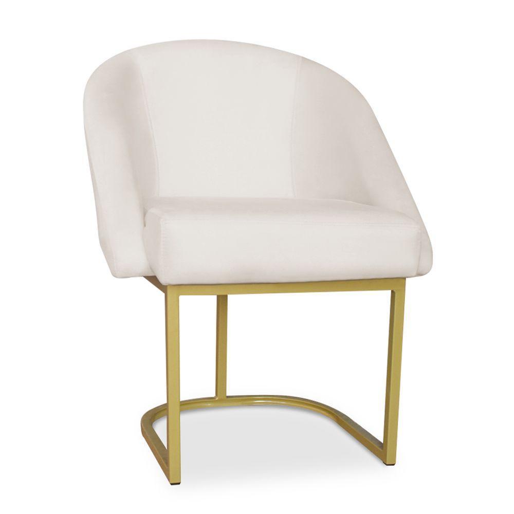 Cadeira Poltrona Lua Com Base Metálica - Bebeshop Bege - 1