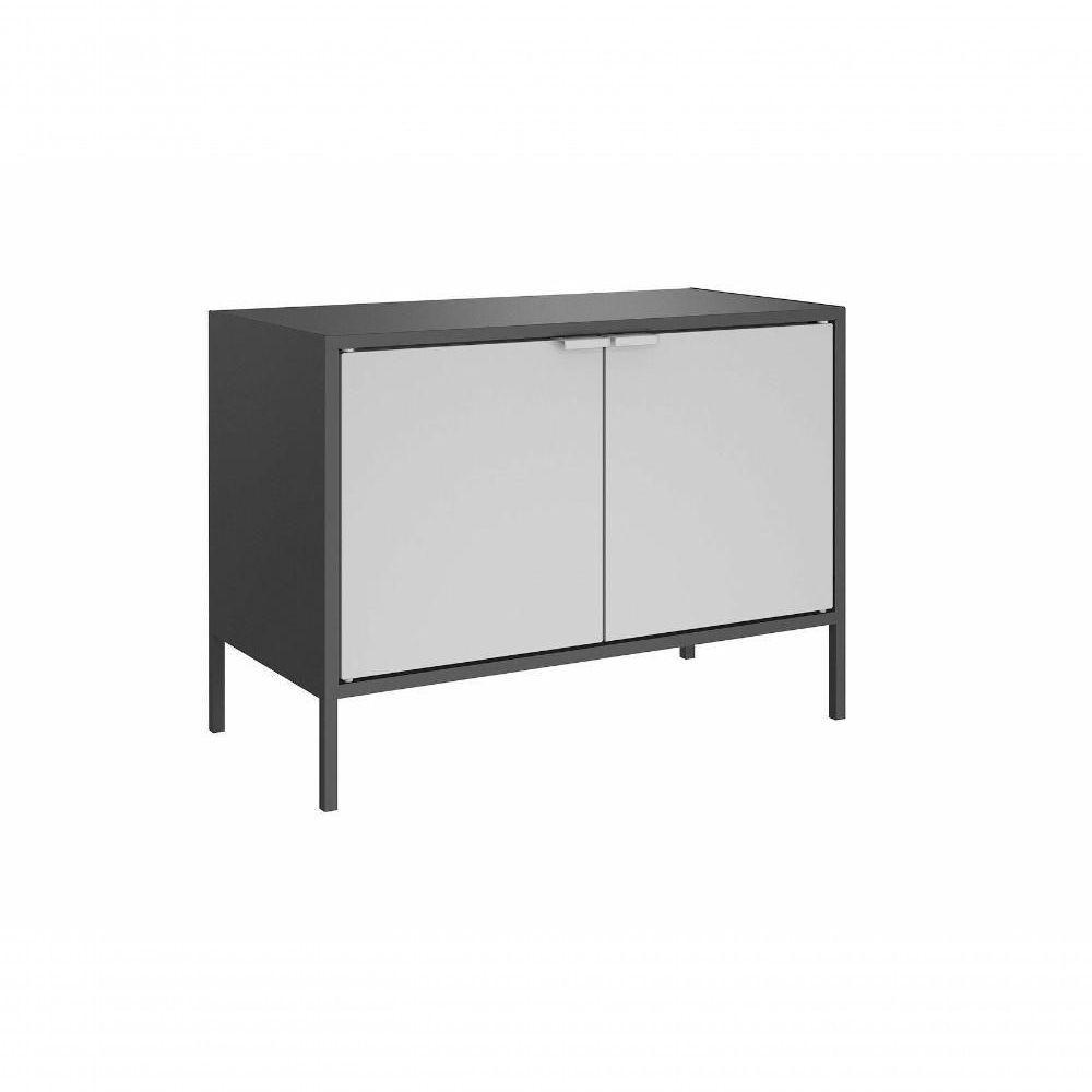 Balcão Baixo Multiúso Itatiaia Smart - 2 Portas - Preto Matte C- Cinza - 1