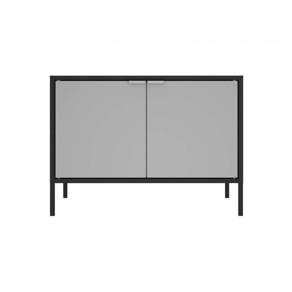 Balcão Baixo Multiúso Itatiaia Smart - 2 Portas - Preto Matte C- Cinza - 5