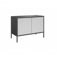 Balcão Baixo Multiúso Itatiaia Smart - 2 Portas - Preto Matte C- Cinza - 1