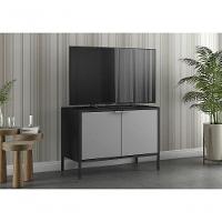 Balcão Baixo Multiúso Itatiaia Smart - 2 Portas - Preto Matte C- Cinza - 2