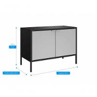 Balcão Baixo Multiúso Itatiaia Smart - 2 Portas - Preto Matte C- Cinza - 3