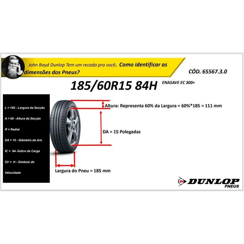 Kit 4 Pneus Dunlop 185/60r15 Enasave Ec300+ Preto - 6