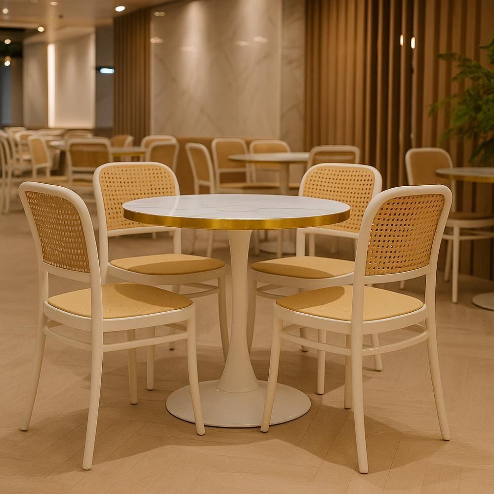 Conjunto Mesa De Jantar Redonda Majestic 70cm Branca Com 4 Cadeiras Roma - Branco - 2