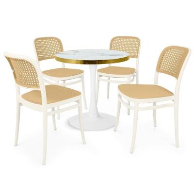 Conjunto Mesa De Jantar Redonda Majestic 70cm Branca Com 4 Cadeiras Roma - Branco
