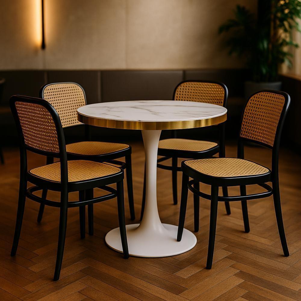 Conjunto Mesa De Jantar Redonda Majestic 70cm Branca Com 4 Cadeiras Roma - Preto - 2