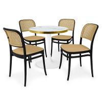 Conjunto Mesa De Jantar Redonda Majestic 70cm Branca Com 4 Cadeiras Roma - Preto - 1