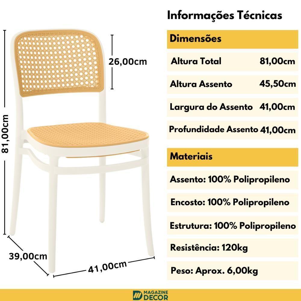 Conjunto Mesa De Jantar Quadrada Venezia 70x70cm Branca Com 4 Cadeiras Roma - Branco - 8