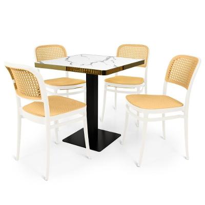 Conjunto Mesa De Jantar Quadrada Venezia 70x70cm Branca Com 4 Cadeiras Roma - Branco