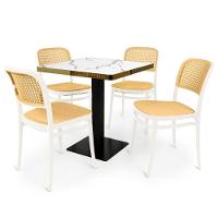 Conjunto Mesa De Jantar Quadrada Venezia 70x70cm Branca Com 4 Cadeiras Roma - Branco - 1