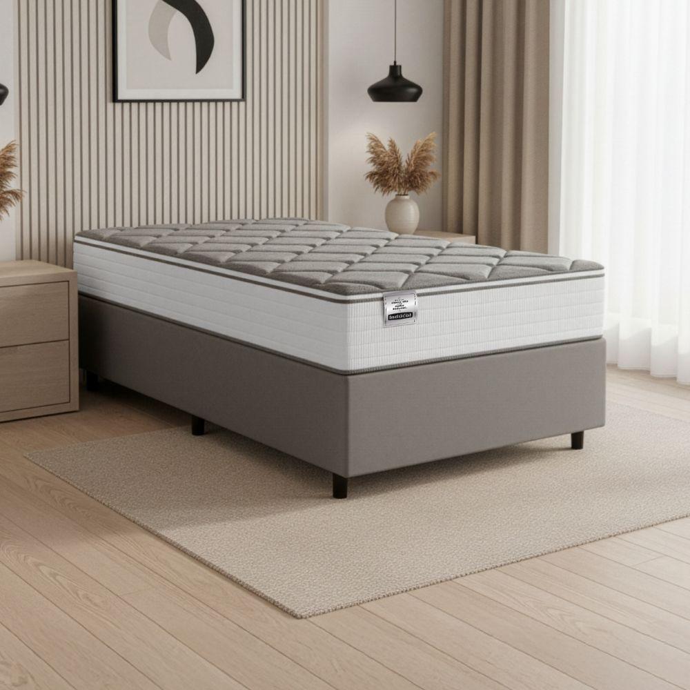 Cama Box Solteiro Real Max Force Softgel 88x188x65cm - Suporta Até 200 Kg Branco/Cinza - 1