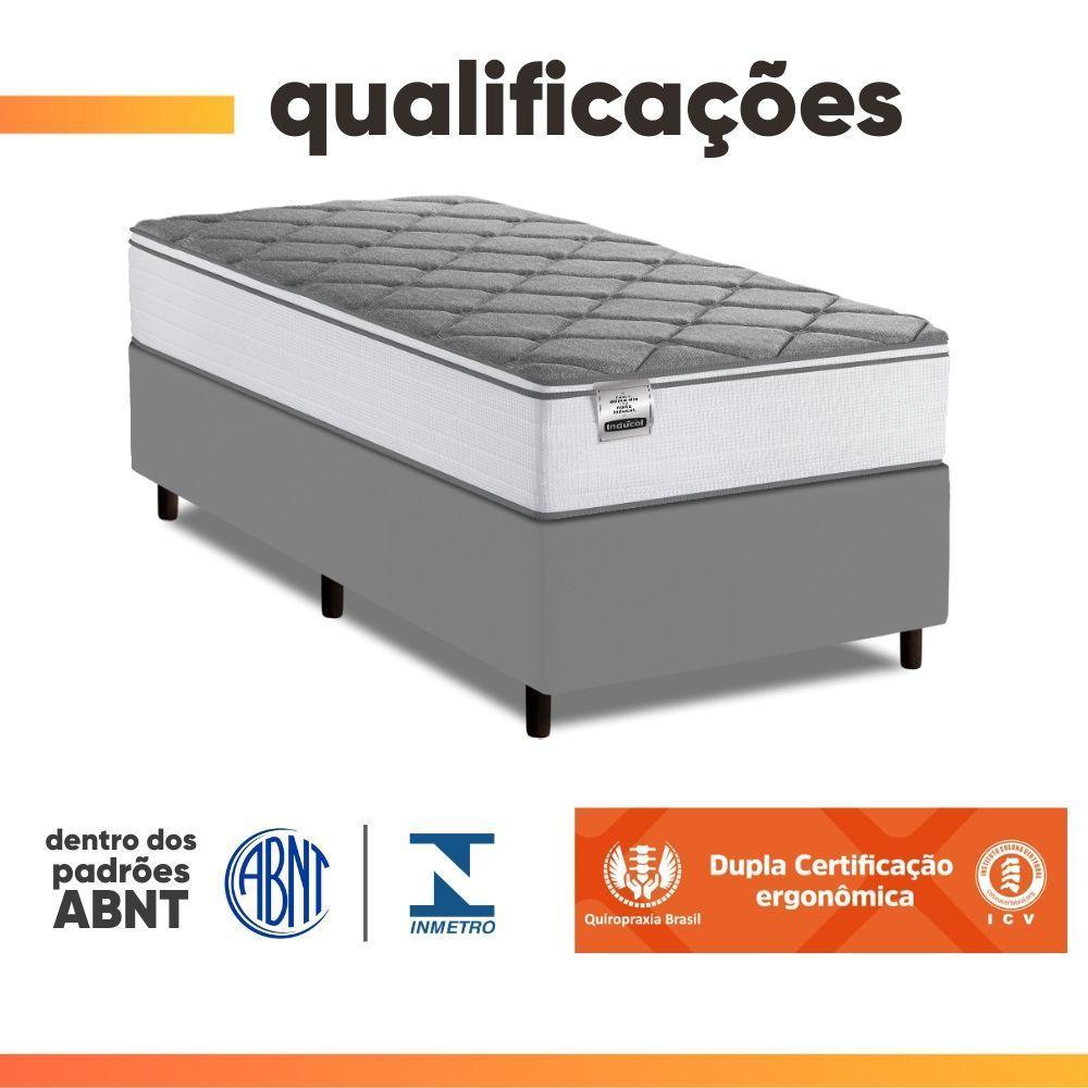 Cama Box Solteiro Real Max Force Softgel 88x188x65cm - Suporta Até 200 Kg Branco/Cinza - 4