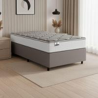 Cama Box Solteiro Real Max Force Softgel 88x188x65cm - Suporta Até 200 Kg Branco/Cinza - 1