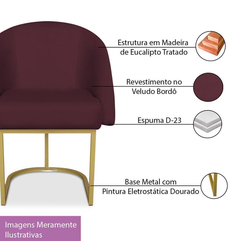 Cadeira Poltrona Lua Com Base Metálica - Bebeshop Bordo - 6