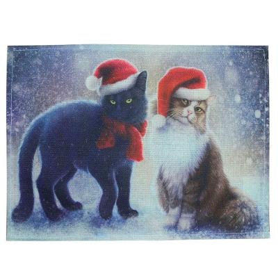 Jogo Americano Estampa Natal Gatinho Natalino 8 Peças