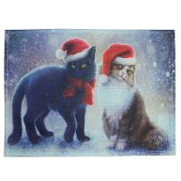 Jogo Americano Estampa Natal Gatinho Natalino 8 Peças - 1