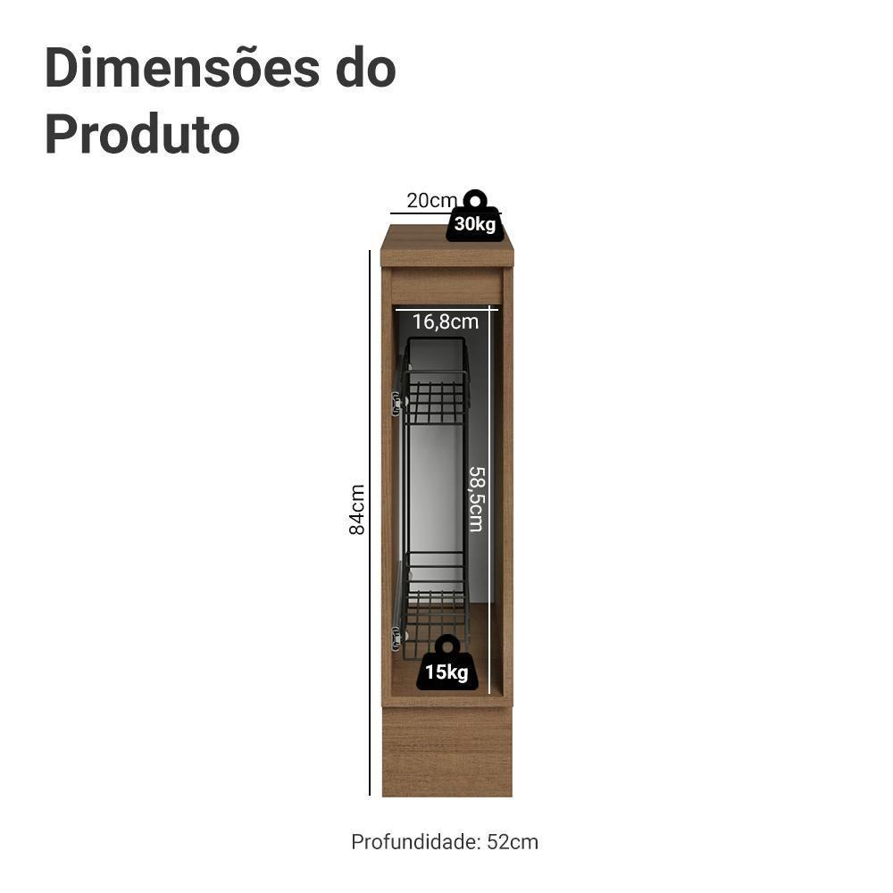Balcão Porta-temperos 20 Cm 1 Porta Rustic/cinza Vik Madesa - 3