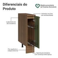 Balcão Porta-temperos 20 Cm 1 Porta Rustic/verde Vik Madesa