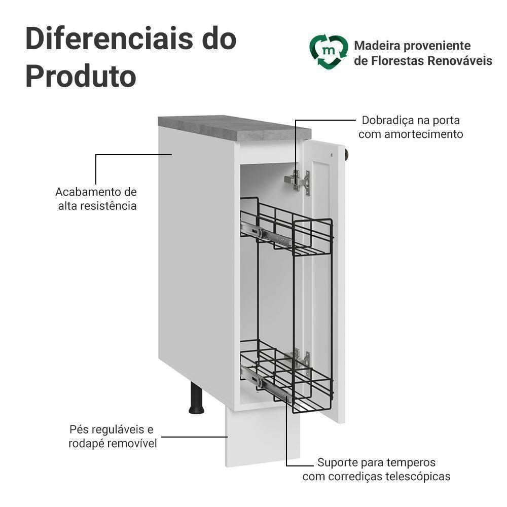 Balcão Porta-temperos 20 Cm 1 Porta Branco Vik Madesa - 4