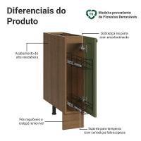 Balcão Porta-temperos 20 Cm 1 Porta (sem Tampo) Rustic/verde Vik Madesa
