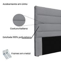 Cabeceira Estofada Nubia 140cm Casal Linho - Doce Sonho Móveis Cor Cinza