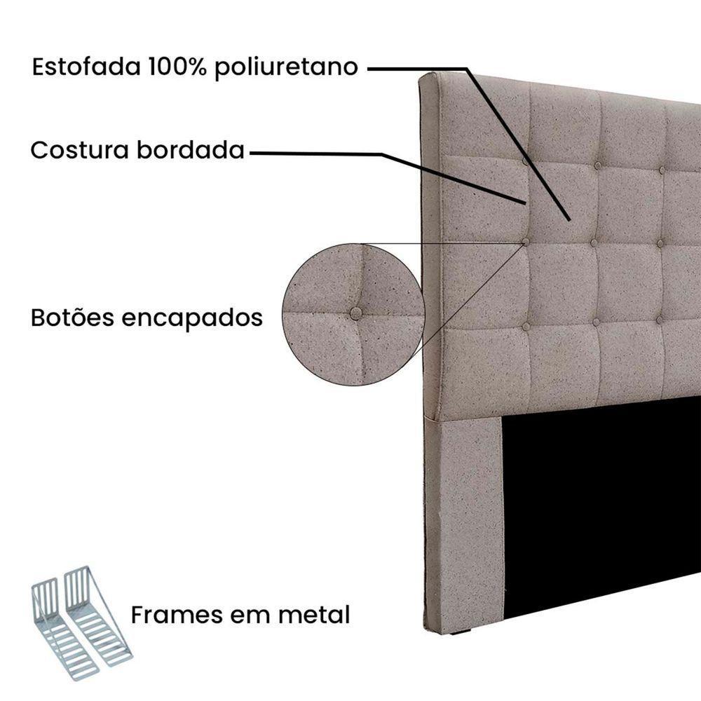 Cabeceira Estofada Polônia 140cm Casal Linho - Adj Decor Cor Pérola-2004 - 4