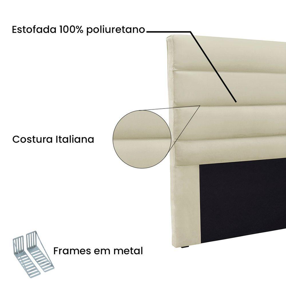 Cabeceira Estofada Nubia 140cm Casal Veludo - Adj Decor Cor Marrom-2231 - 4