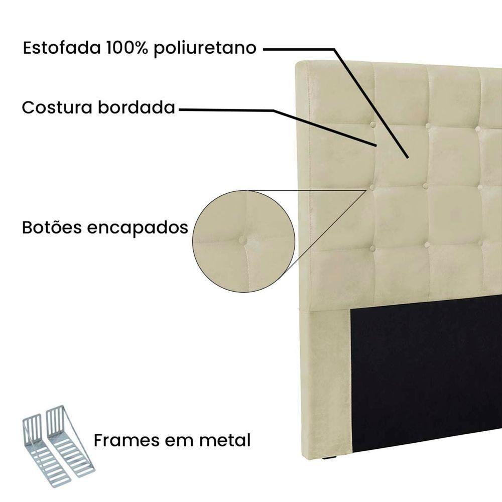 Cabeceira Estofada Polônia 90cm Solteiro Veludo - Adj Decor Cor Marrom-2231 - 4