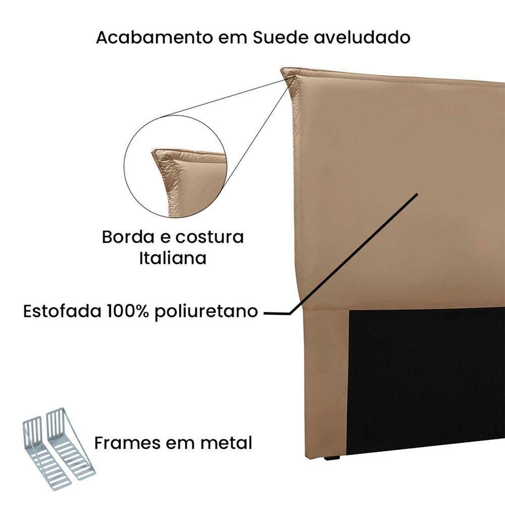 Cabeceira Estofada Nápoles 140cm Casal Suede - Adj Decor Cor Caramelo-1101 - 4