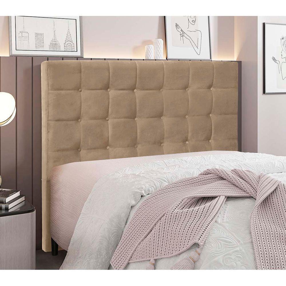 Cabeceira Estofada Polônia 90cm Solteiro Suede - Adj Decor Cor Bege-1100 - 2
