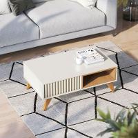 Mesa De Centro Para Sala Retangular 1 Nicho Karin Off White-freijó C04 - D'rossi - 1