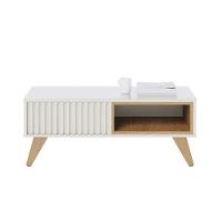 Mesa De Centro Para Sala Retangular 1 Nicho Karin Off White-freijó C04 - D'rossi - 5