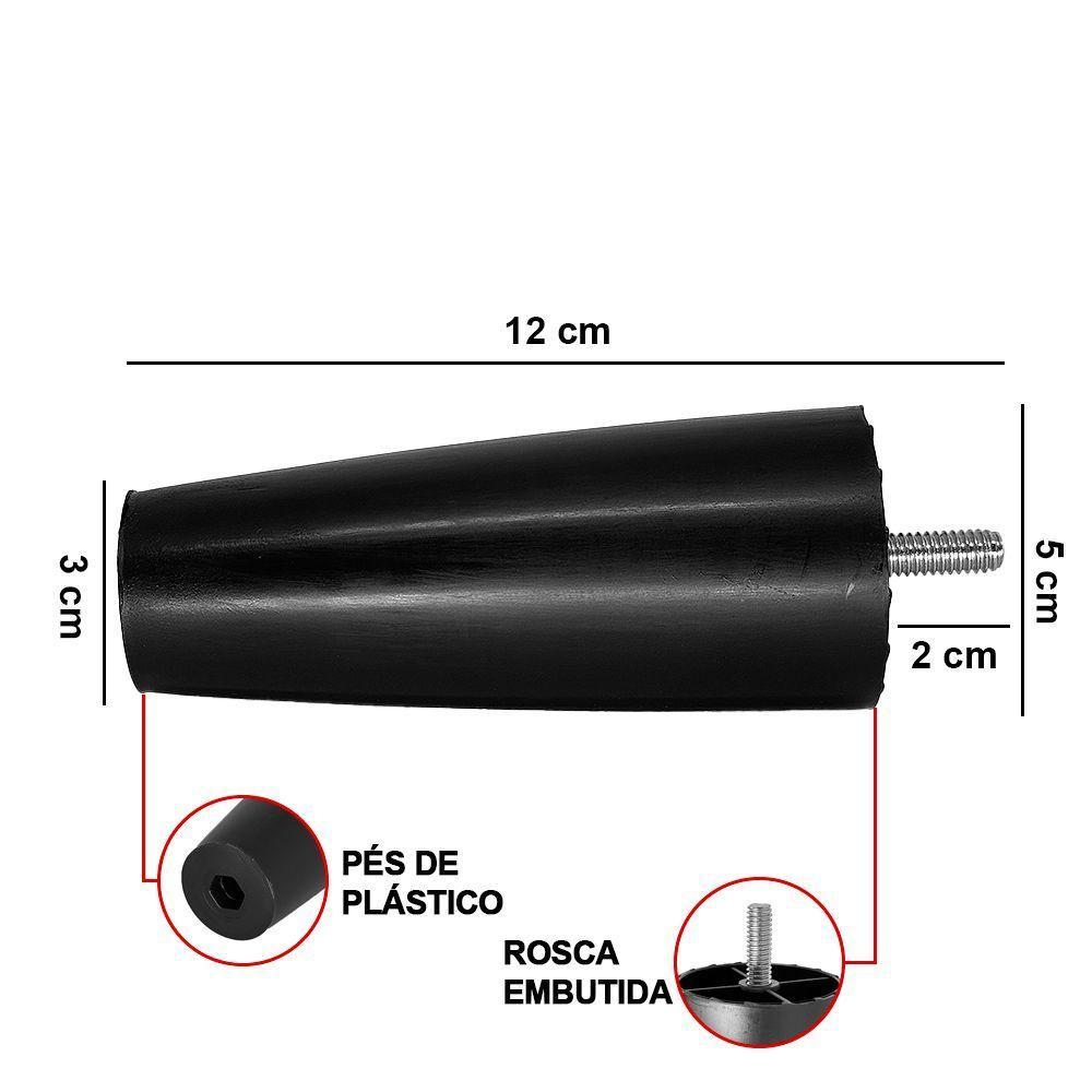 Pé Para Cama Box Com Rosca Kit Com 14 12cm R-115 Preto A12 - D'rossi - 3