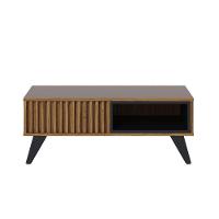 Mesa De Centro Para Sala Retangular 1 Nicho Karin Noce Milano-preto Fosco C04 - D'rossi - 6