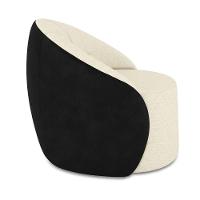 Poltrona Sala Orgânica Lua Giratória Sintético Pu Preto/linho Bege D03 - D'rossi - 5