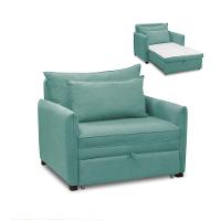 Poltrona Cama Retrátil Solteiro Com Rodízio Cloe Bouclê Azul Turquesa E03 - D'rossi - 2