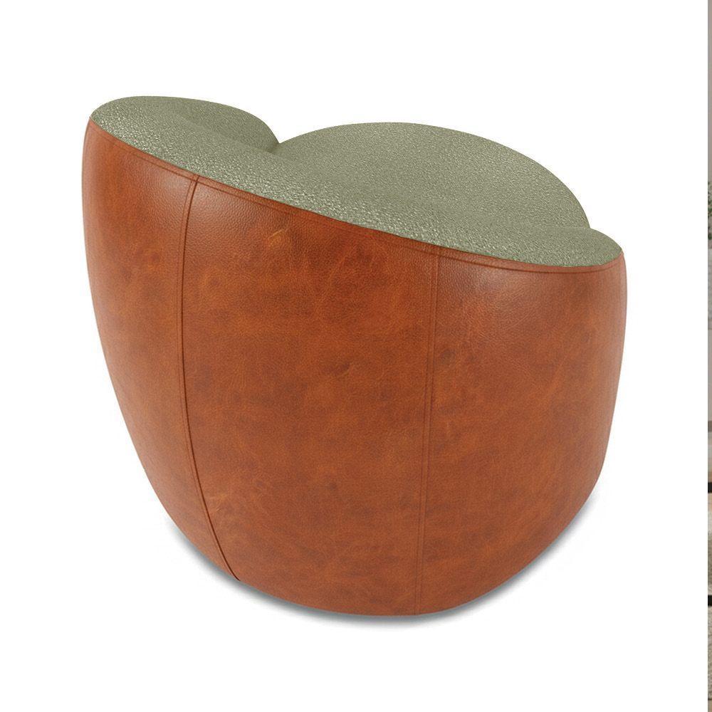 Poltrona Sala Orgânica Lua Giratória Sintético Pu Nozes/bouclê Pistache D03 - D'rossi - 2