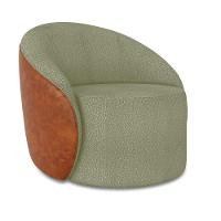 Poltrona Sala Orgânica Lua Giratória Sintético Pu Nozes/bouclê Pistache D03 - D'rossi - 3
