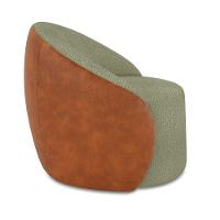 Poltrona Sala Orgânica Lua Giratória Sintético Pu Nozes/bouclê Pistache D03 - D'rossi - 6